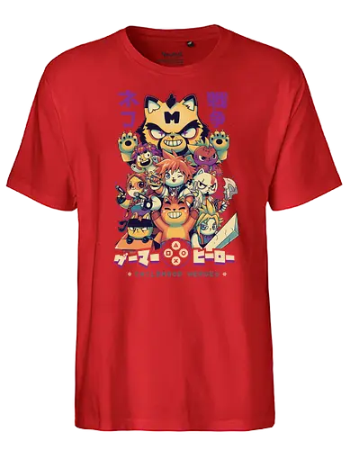 Childhood Heroes - gaming, katze, cat, fantasy, kingdom, lara, Croft, retro, retrogames - Fairtrade T-Shirt