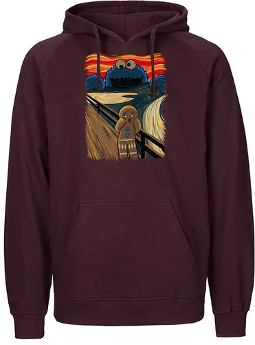 The Cookie Muncher - cookies, Lebkuchenmann, der schrei, Munch, Cookie monster, Monster, the scrm, Gingerbrd man - Fairtrade Hoodie