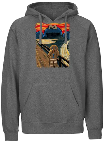 The Cookie Muncher - cookies, Lebkuchenmann, der schrei, Munch, Cookie monster, Monster, the scrm, Gingerbrd man - Fairtrade Hoodie