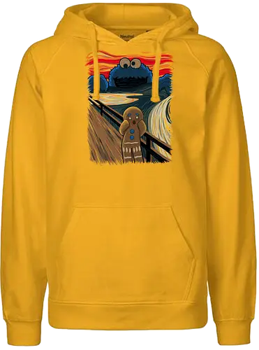 The Cookie Muncher - cookies, Lebkuchenmann, der schrei, Munch, Cookie monster, Monster, the scrm, Gingerbrd man - Fairtrade Hoodie