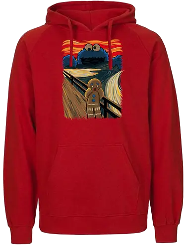 The Cookie Muncher - cookies, Lebkuchenmann, der schrei, Munch, Cookie monster, Monster, the scrm, Gingerbrd man - Fairtrade Hoodie