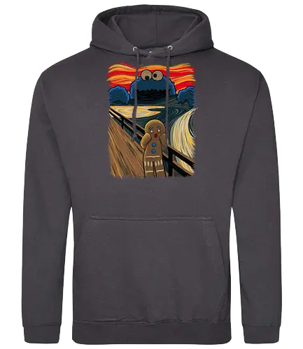 The Cookie Muncher - cookies, Lebkuchenmann, der schrei, Munch, Cookie monster, Monster, the scrm, Gingerbrd man - Standard Hoodie