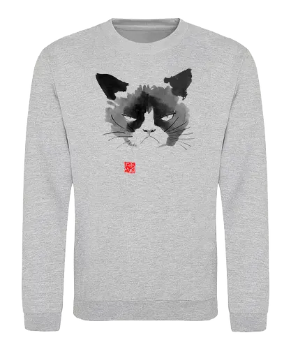 Grumpy Sumi-e - grumpy cat, meme, sumi-e, cat, katze - Sweatshirt