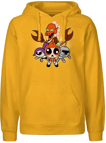 Futurepuffs! - scifi, cartoon, mashup, Futur, Puff, power - Fairtrade Hoodie