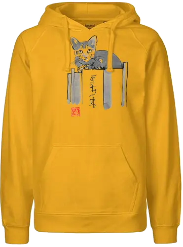 cat on books - katze, neko, cat, book, animal, sumi-e - Fairtrade Hoodie