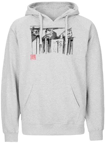cats on books - cat, neko, katze, book, art, sumi-e, kunst - Fairtrade Hoodie