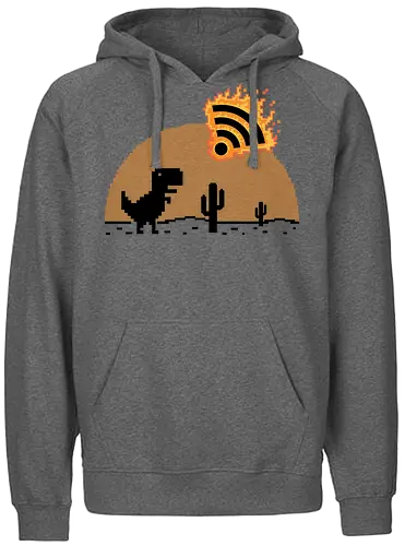 Apocalypsis signal! - dino, Extinction, Wireless, apocalypse, dinosaur, fun, it - Fairtrade Hoodie