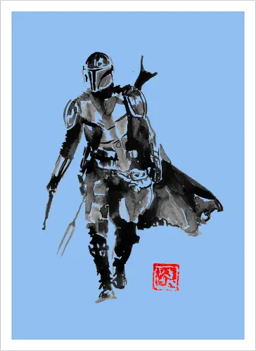mando - tv, scifi, space opera, Mando, sumi-e - Artprint