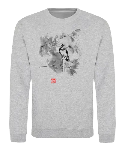 bird in a tree - tree, bird, sumi-e, art, nature - Sweatshirt