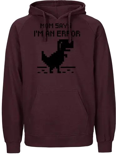 Mom Says..! - dino, dinosaur, chrome, no internet, internet, error - Fairtrade Hoodie