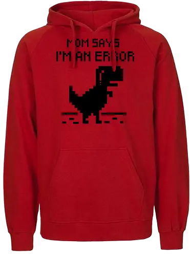 Mom Says..! - dino, dinosaur, chrome, no internet, internet, error - Fairtrade Hoodie
