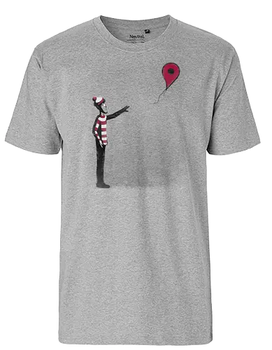 Never Found! - walter, wally, banksy, maps, marker, you are here - Fairtrade T-Shirt
