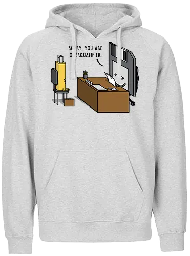 Overqualified! - it, fun, Floppy Disk, Usb Stick, Overqualified, Überqualifiziert - Fairtrade Hoodie