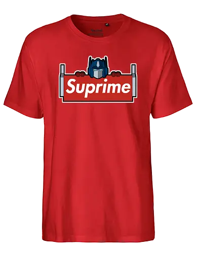 Suprime! - tv, mashup, CLothing, prime, Optimus, transform - Fairtrade T-Shirt