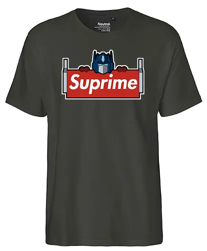 Suprime! - tv, mashup, CLothing, prime, Optimus, transform - Fairtrade T-Shirt