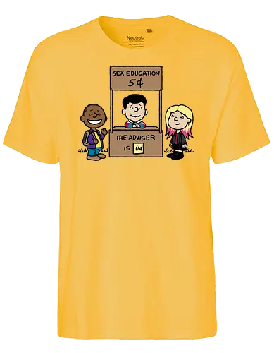 The Adviser! - tv, Sex Ed, Education, comic, mashup - Fairtrade T-Shirt