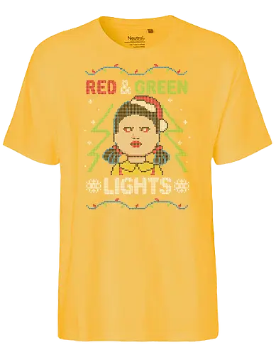 Red and Green Lights! - christmas, weihnachten, Red light, green light, squid, Ugly swter - Fairtrade T-Shirt