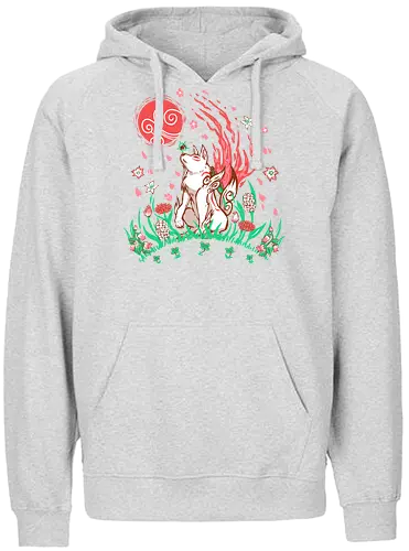 Wolf Blossom Breeze - wolf, amaterasu, okami, goddess, japan, videogame, rpg - Fairtrade Hoodie