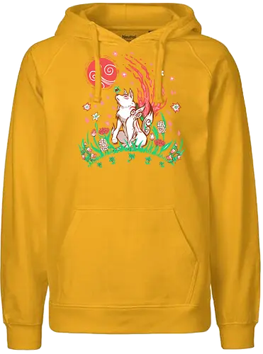 Wolf Blossom Breeze - wolf, amaterasu, okami, goddess, japan, videogame, rpg - Fairtrade Hoodie