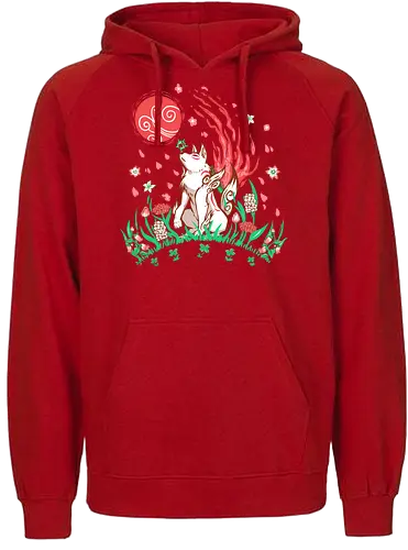 Wolf Blossom Breeze - wolf, amaterasu, okami, goddess, japan, videogame, rpg - Fairtrade Hoodie