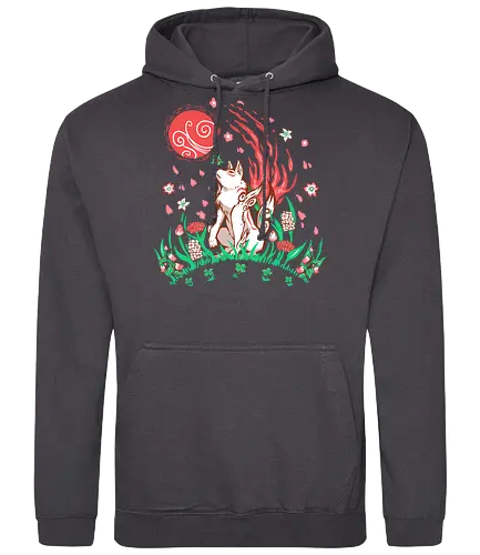 Wolf Blossom Breeze - wolf, amaterasu, okami, goddess, japan, videogame, rpg - Standard Hoodie