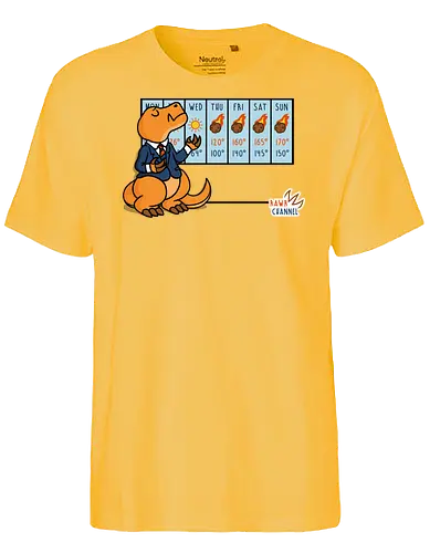 Weather T-Rex! - t-rex, Asteroid, Forecast, weather, Weatherman - Fairtrade T-Shirt