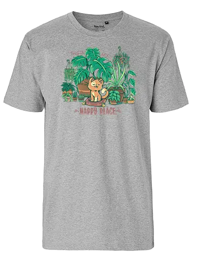In my Happy Place - plants, pflanzen, plantmom, cat, katze - Fairtrade T-Shirt
