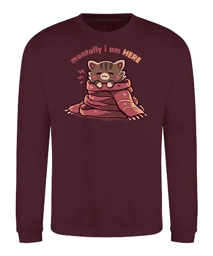 Mentally I am Here - herbst, autumn, cute, cat, katze - Sweatshirt