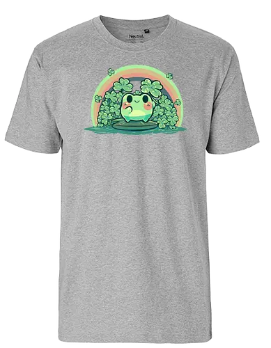 Lucky Little Frog - Frog, froggy, rainbow, lucky, Clover - Fairtrade T-Shirt