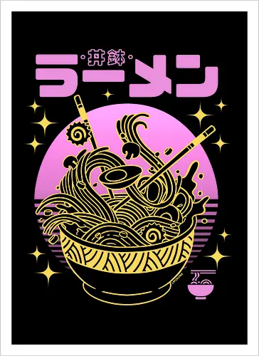 Neon sunset ramen bowl