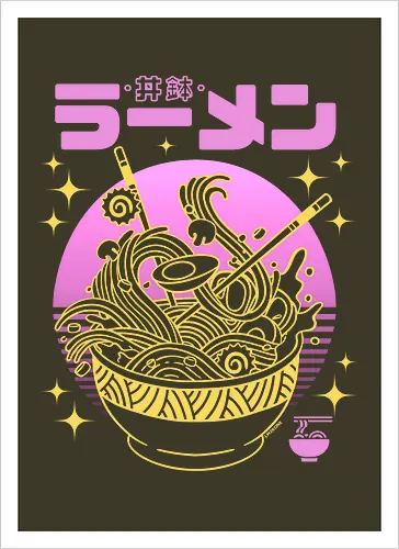 Neon sunset ramen bowl