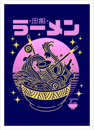 Neon sunset ramen bowl