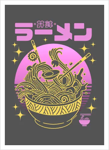 Neon sunset ramen bowl