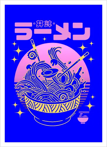 Neon sunset ramen bowl