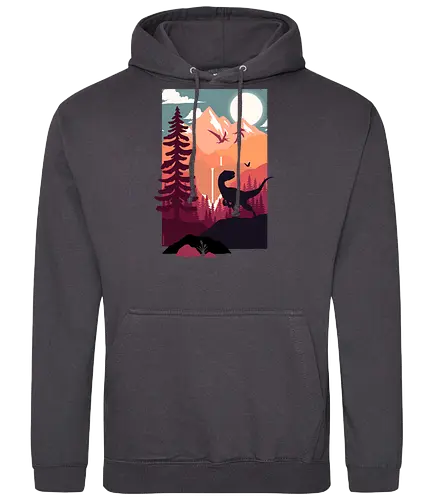 Retro Jurassic Outdoors - jurassic, dinosaur, dino - Standard Hoodie