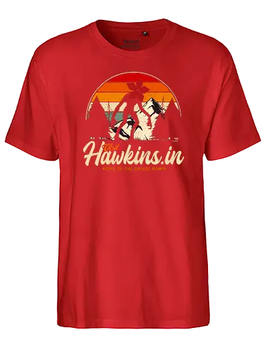 Retro Visit Hawkins.in - strange, things, hawkins - Fairtrade T-Shirt
