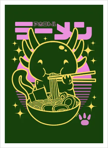 Axolotl ramen sunset neon