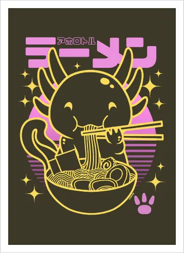Axolotl ramen sunset neon