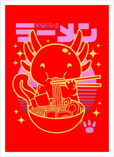 Axolotl ramen sunset neon