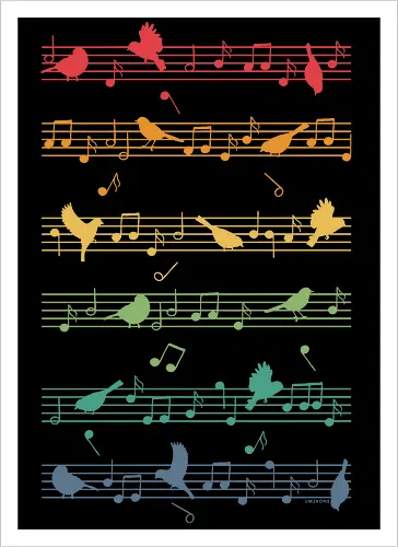 Birds on little musical notes