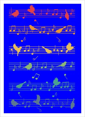 Birds on little musical notes
