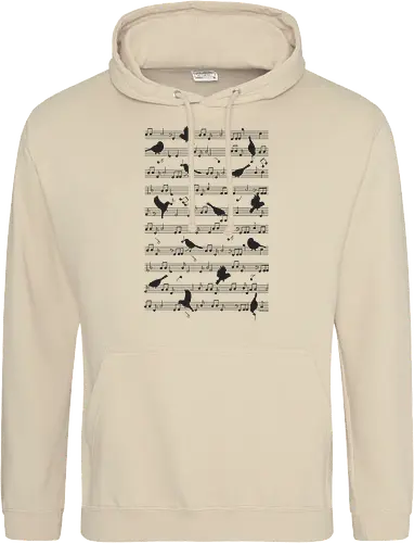 Birds on musical notes - black