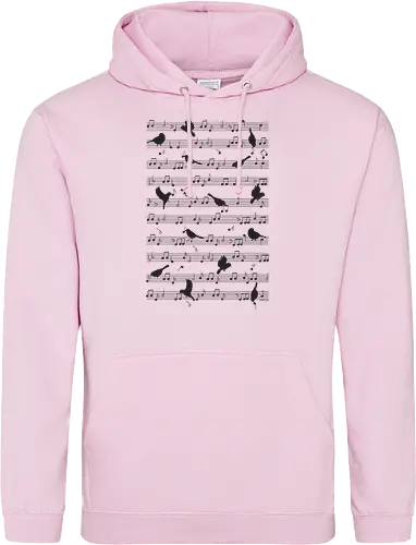 Birds on musical notes - black