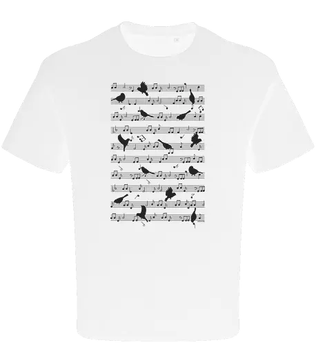 Birds on musical notes - black