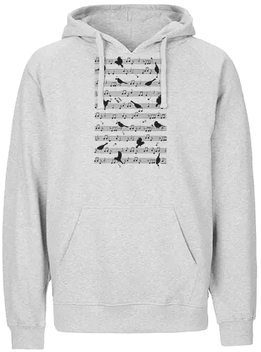 Birds on musical notes - black - bird, songbird, vogel, noten - Fairtrade Hoodie