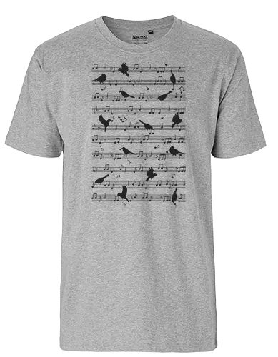 Birds on musical notes - black - bird, songbird, vogel, noten - Fairtrade T-Shirt