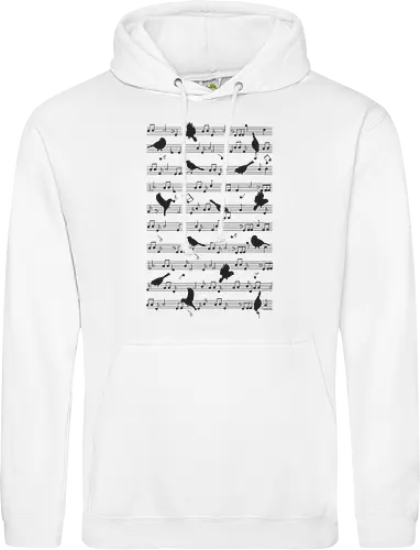 Birds on musical notes - black