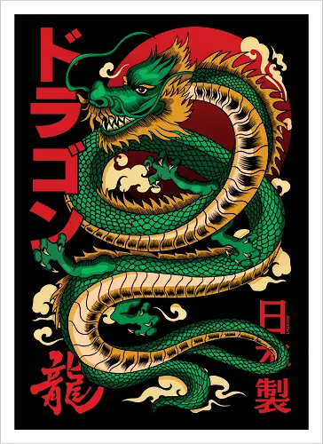 Anime Green Japanese Dragon