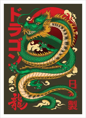 Anime Green Japanese Dragon