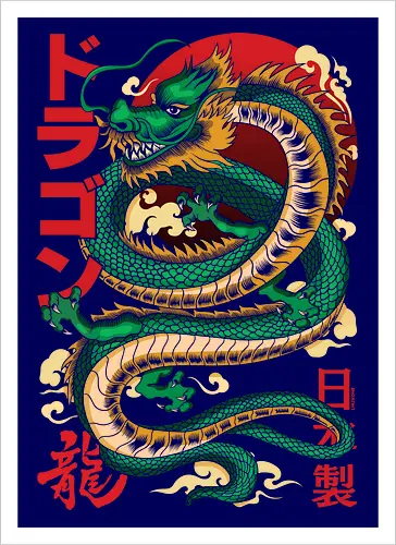 Anime Green Japanese Dragon